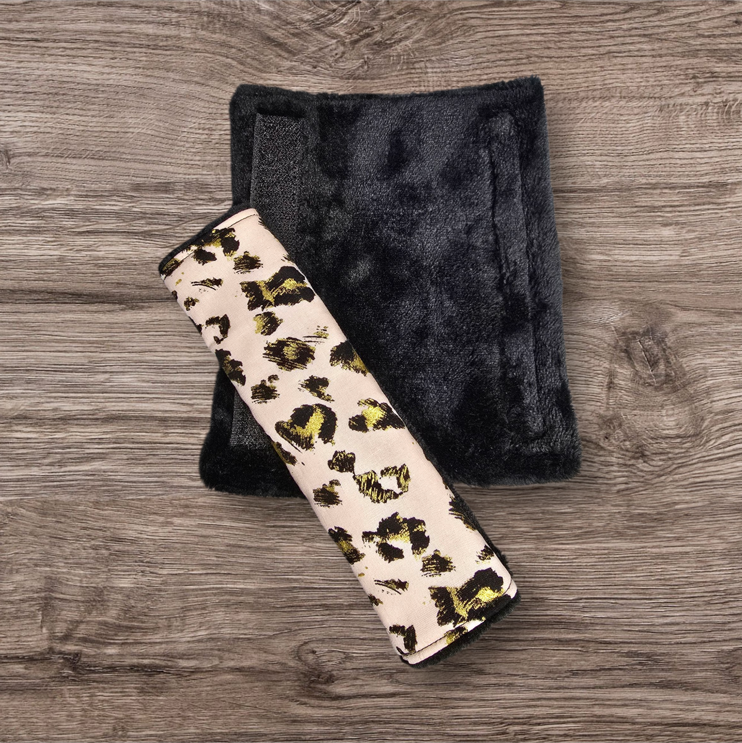 Gold Cheetah Seatbelt Covers (reversable)
