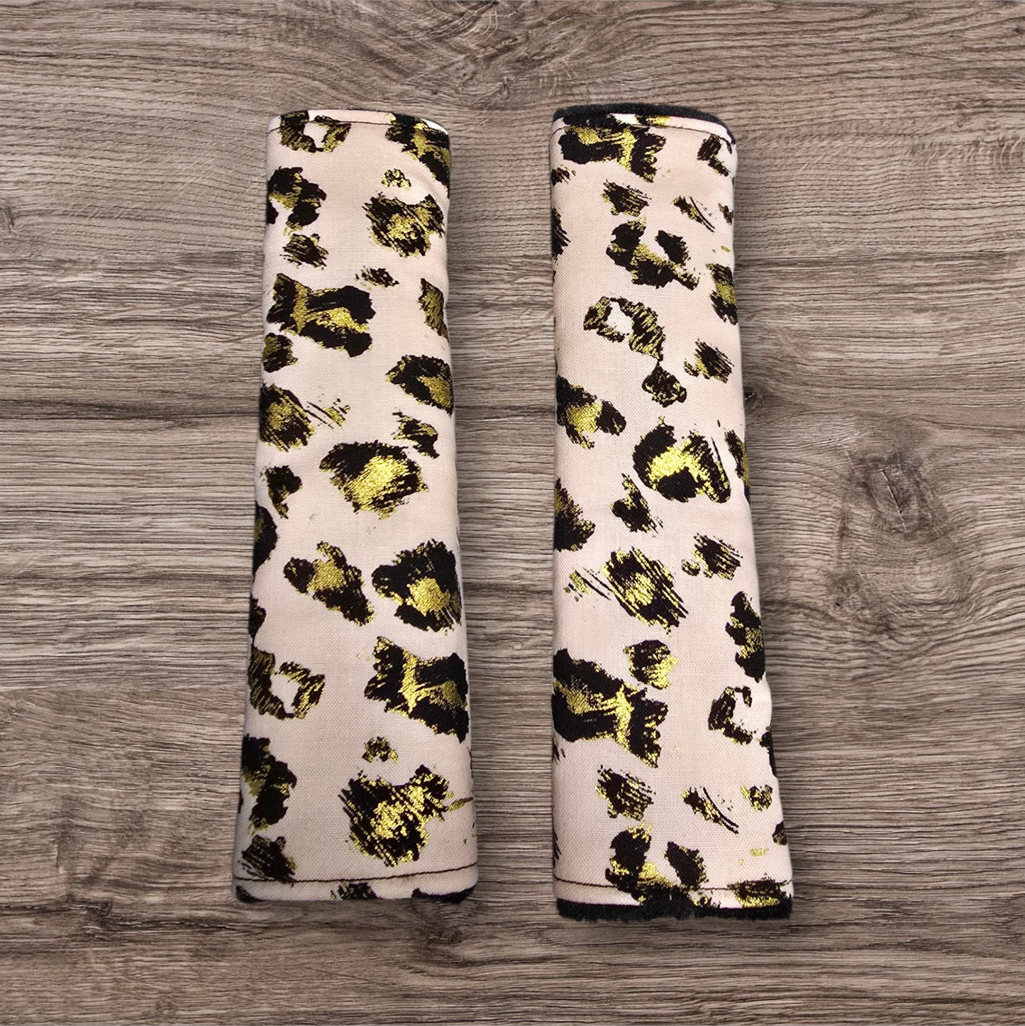 Gold Cheetah Seatbelt Covers (reversable)