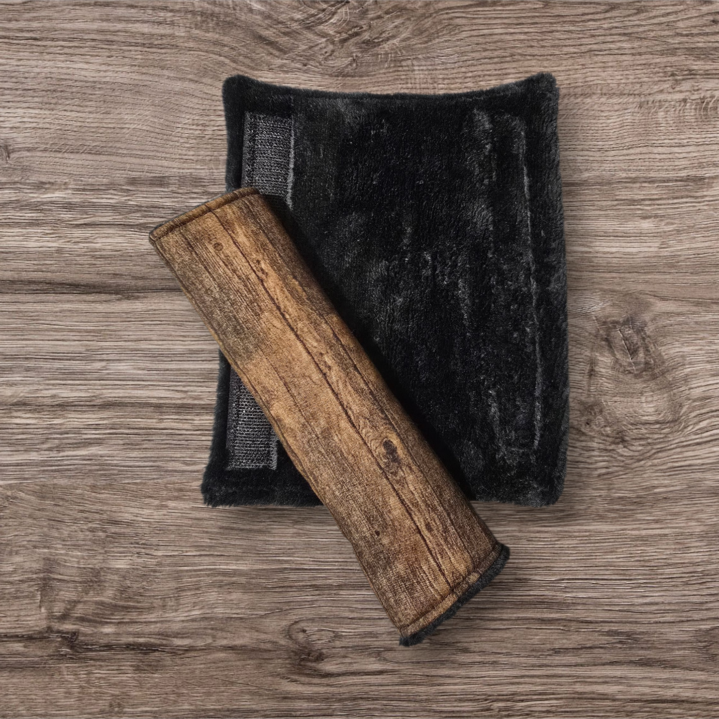 Wood grain seatbelt covers reversable