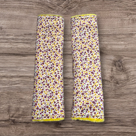 Purple flowers seatbelt covers (reversable)
