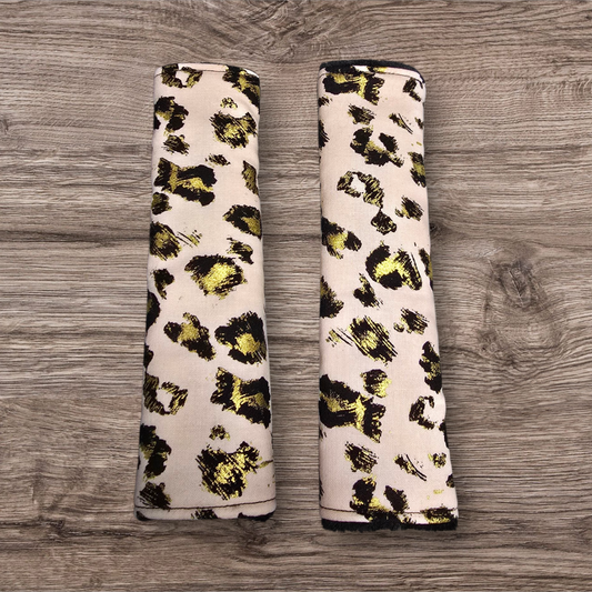 Gold Cheetah Seatbelt Covers (reversable)